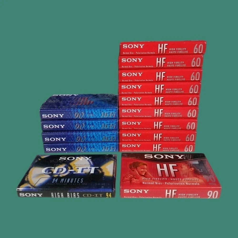 Sony Blank Cassette Tape Lot 15pk Multi Color Vintage Recording 1990s Era